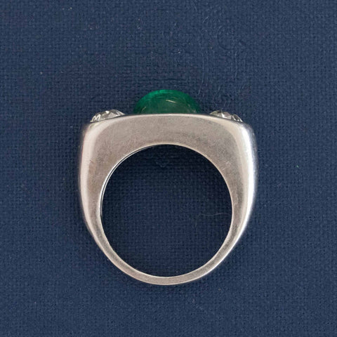 Vintage Diamond & Russian Emerald Ring, GIA
