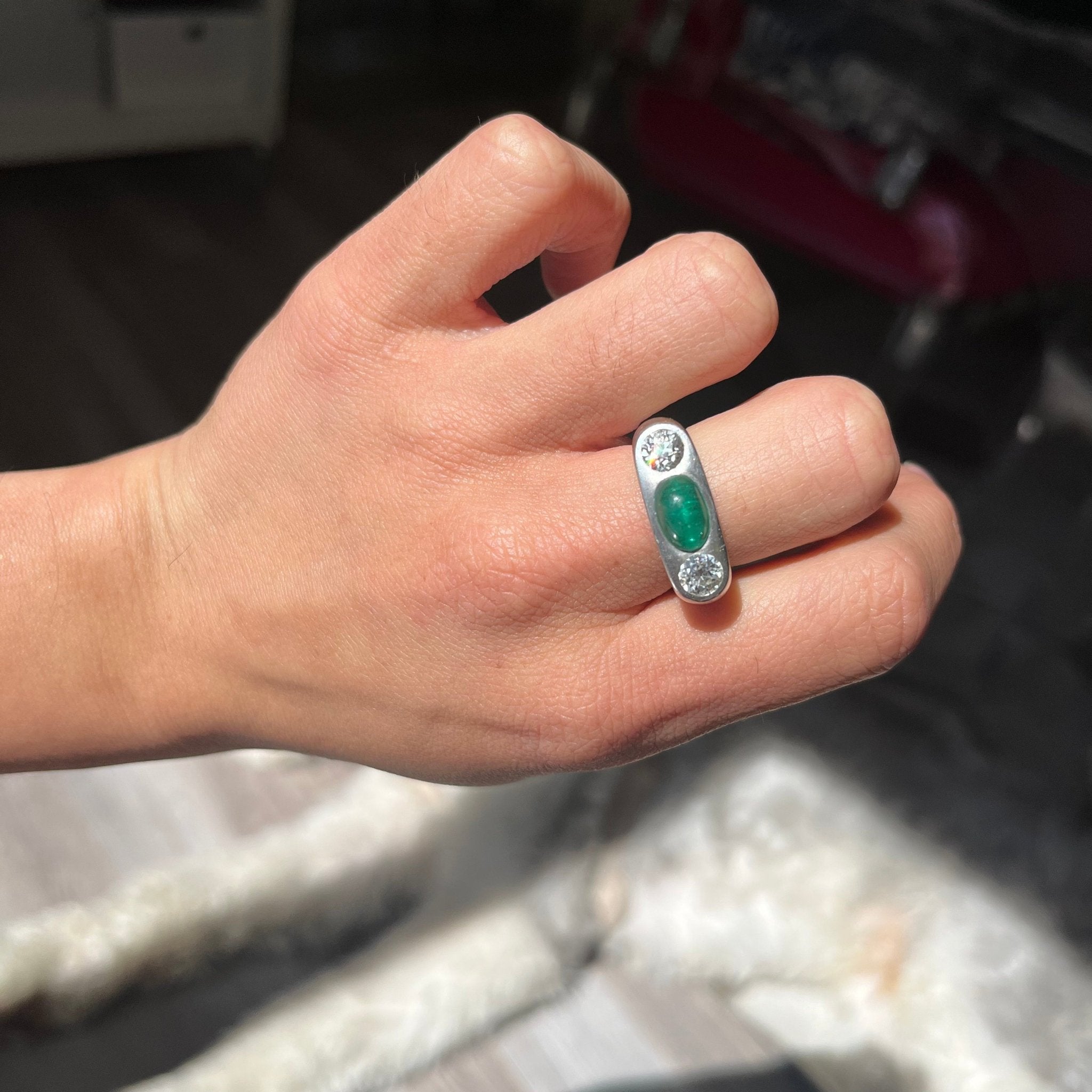 Vintage Diamond & Russian Emerald Ring, GIA