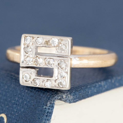 Vintage Diamond S Letter Pinky Ring