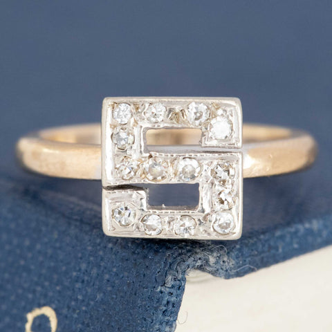 Vintage Diamond S Letter Pinky Ring