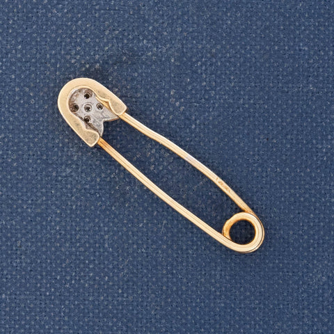 Vintage Diamond Safety Pin Brooch