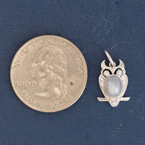 Vintage Diamond & Sapphire Owl Charm