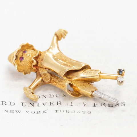 Vintage Diamond Scarecrow Brooch