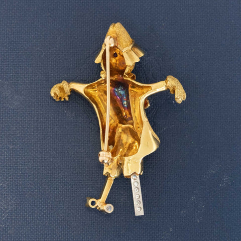 Vintage Diamond Scarecrow Brooch