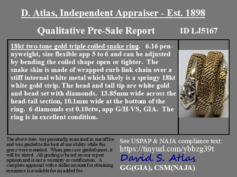 Vintage Diamond Serpent Wrap Ring