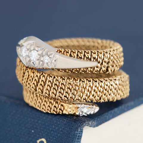 Vintage Diamond Serpent Wrap Ring