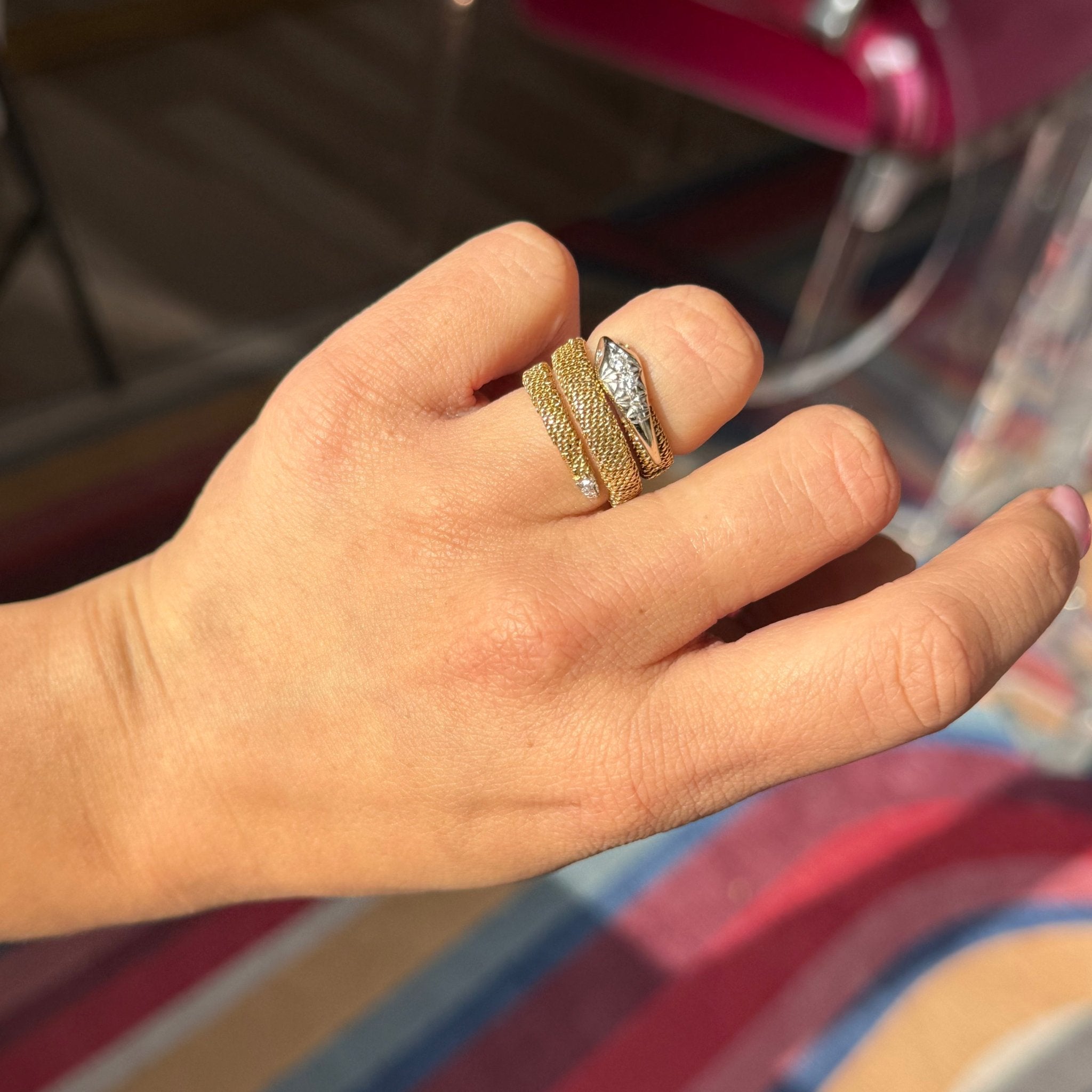 Vintage Diamond Serpent Wrap Ring