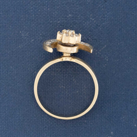 Vintage Diamond Spinning Crescent Moon Ring