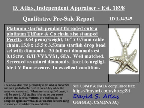 Vintage Diamond & Starfish Pendant by Elsa Peretti for Tiffany & Co.