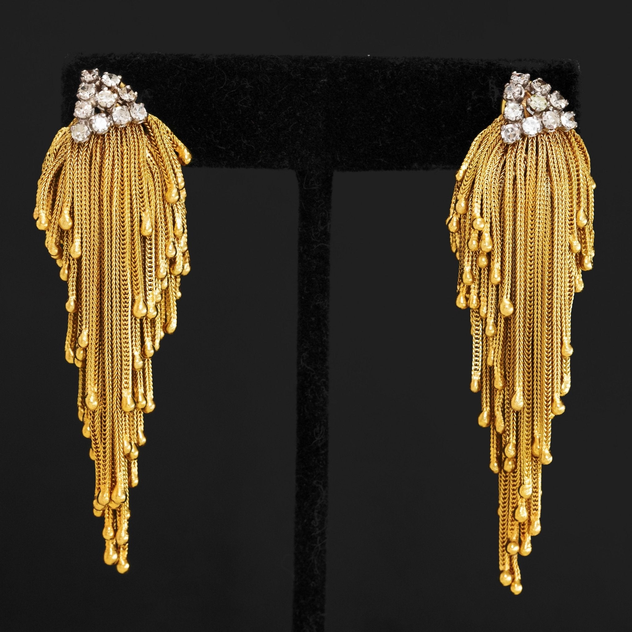Vintage Diamond Tassel Drop Earrings