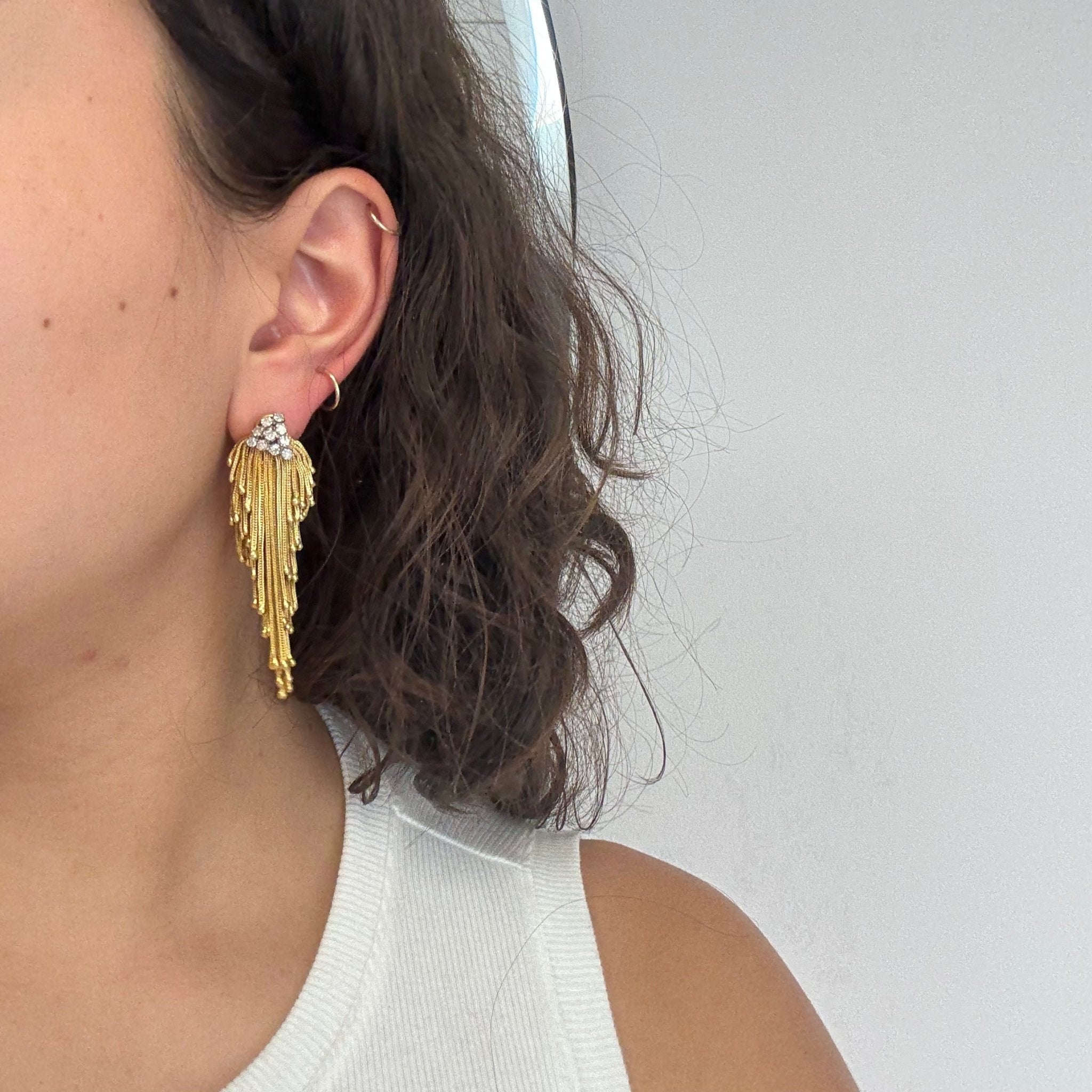 Vintage Diamond Tassel Drop Earrings