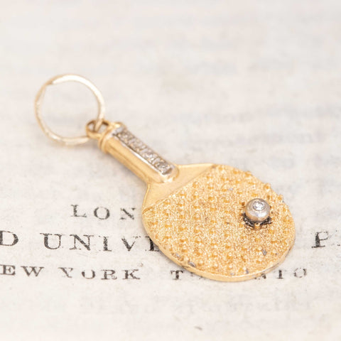 Vintage Diamond Tennis Racquet Charm/Pendant