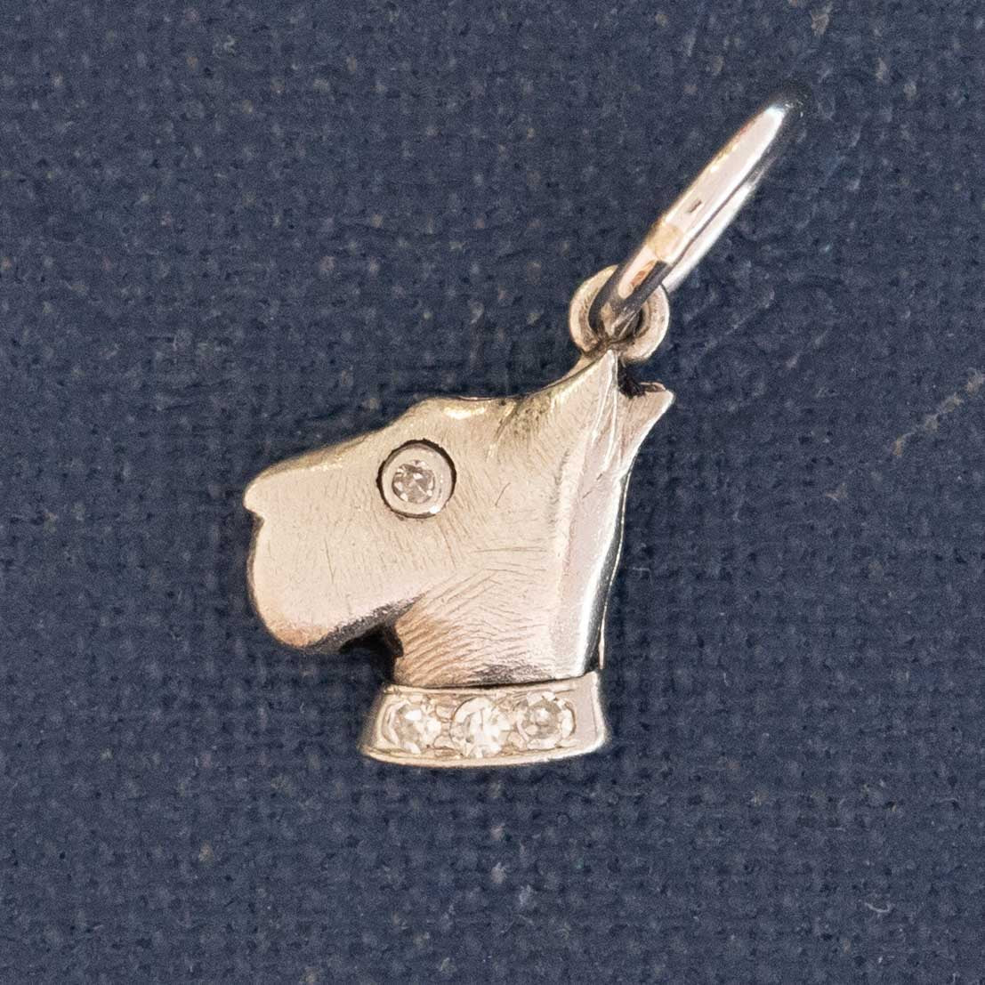 Vintage Diamond Terrier Dog Charm