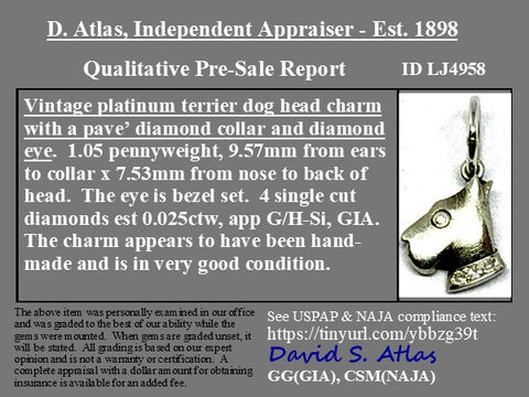 Vintage Diamond Terrier Dog Charm