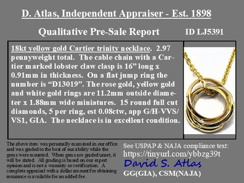 Vintage Diamond Trinity Charm Necklace, by Cartier