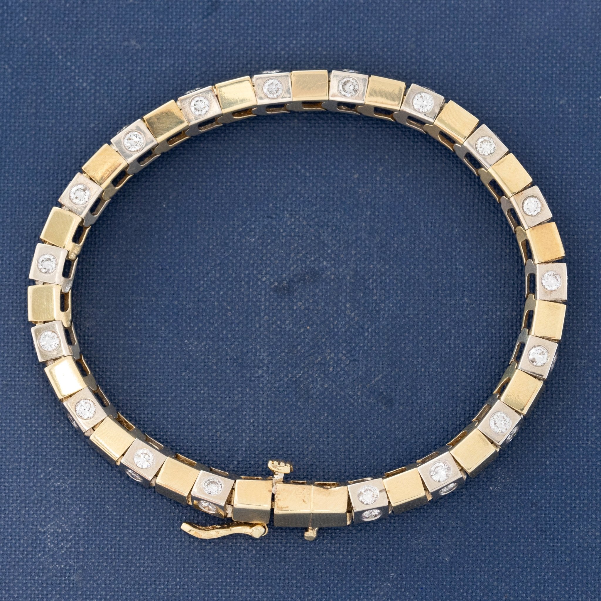 2.20ctw Vintage Diamond Two-Tone Block Bracelet