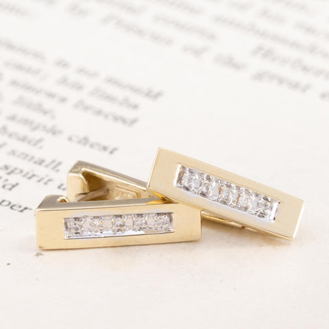 Vintage Diamond V Drop Hoop Earrings