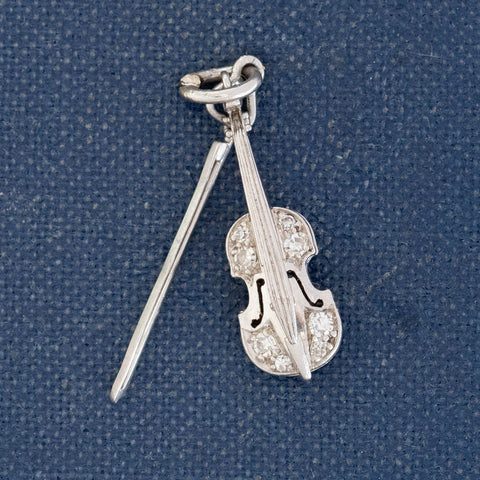 Vintage Diamond Violin Charm