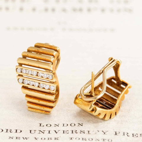Vintage Diamond Wave Earrings