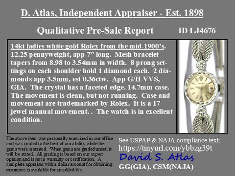 Vintage Diamond White Gold Cocktail Watch by Rolex