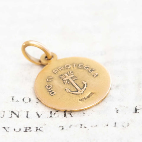 Vintage "Dio Ti Protegga" (May God Protect You)  Religious Charm, Italian