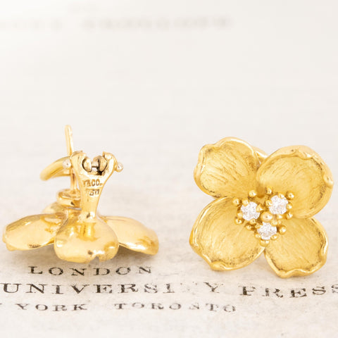 Vintage Dogwood Diamond Earrings by Tiffany and Co