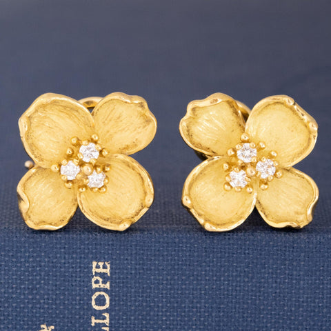 Vintage Dogwood Diamond Earrings by Tiffany and Co