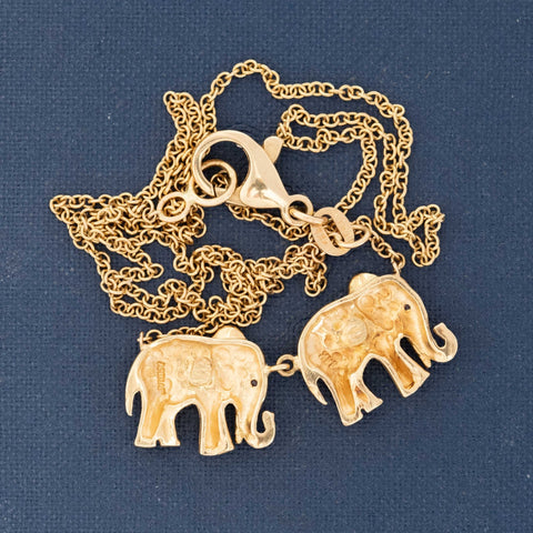 Vintage Double Elephant Necklace