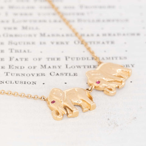 Vintage Double Elephant Necklace