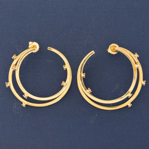 Vintage Double Hoop Diamond Earrings by Tiffany & Co.
