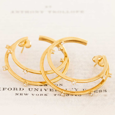Vintage Double Hoop Diamond Earrings by Tiffany & Co.