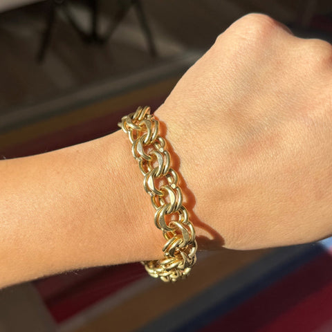 Vintage Wide Double Link Chain Bracelet