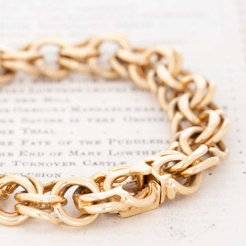 Vintage Wide Double Link Chain Bracelet