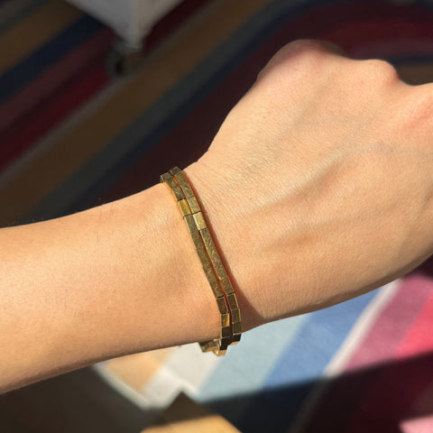 Vintage double strand block link bracelet in 18kt yellow gold – alternate view 2