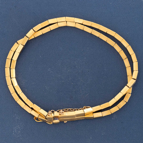 Vintage double strand block link bracelet in 18kt yellow gold