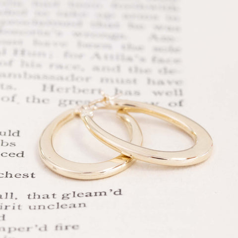 Vintage Elongated Gold Hoop Earrings