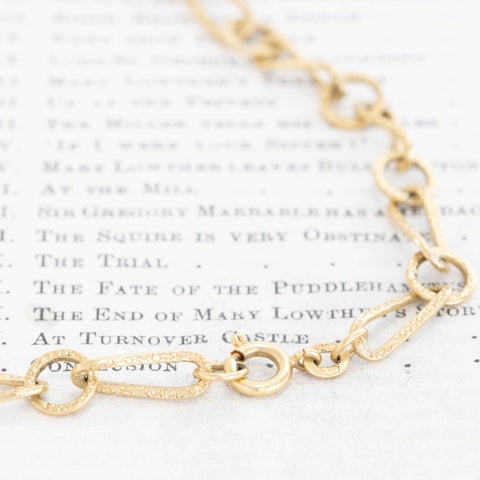 Vintage Elongated Hammered Link Chain Necklace, Italian
