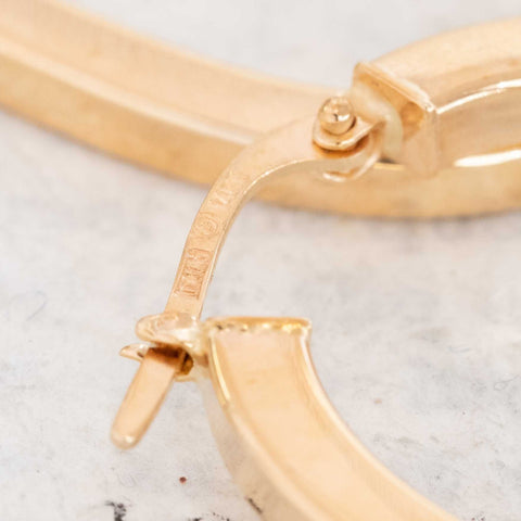 Vintage Elongated Hoop Earrings, Italian