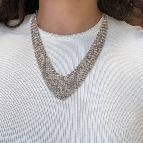 Vintage Elsa Peretti woven sterling silver bib necklace
