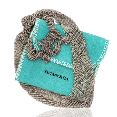 Elsa Peretti Tiffany silver mesh bib necklace with draped woven design