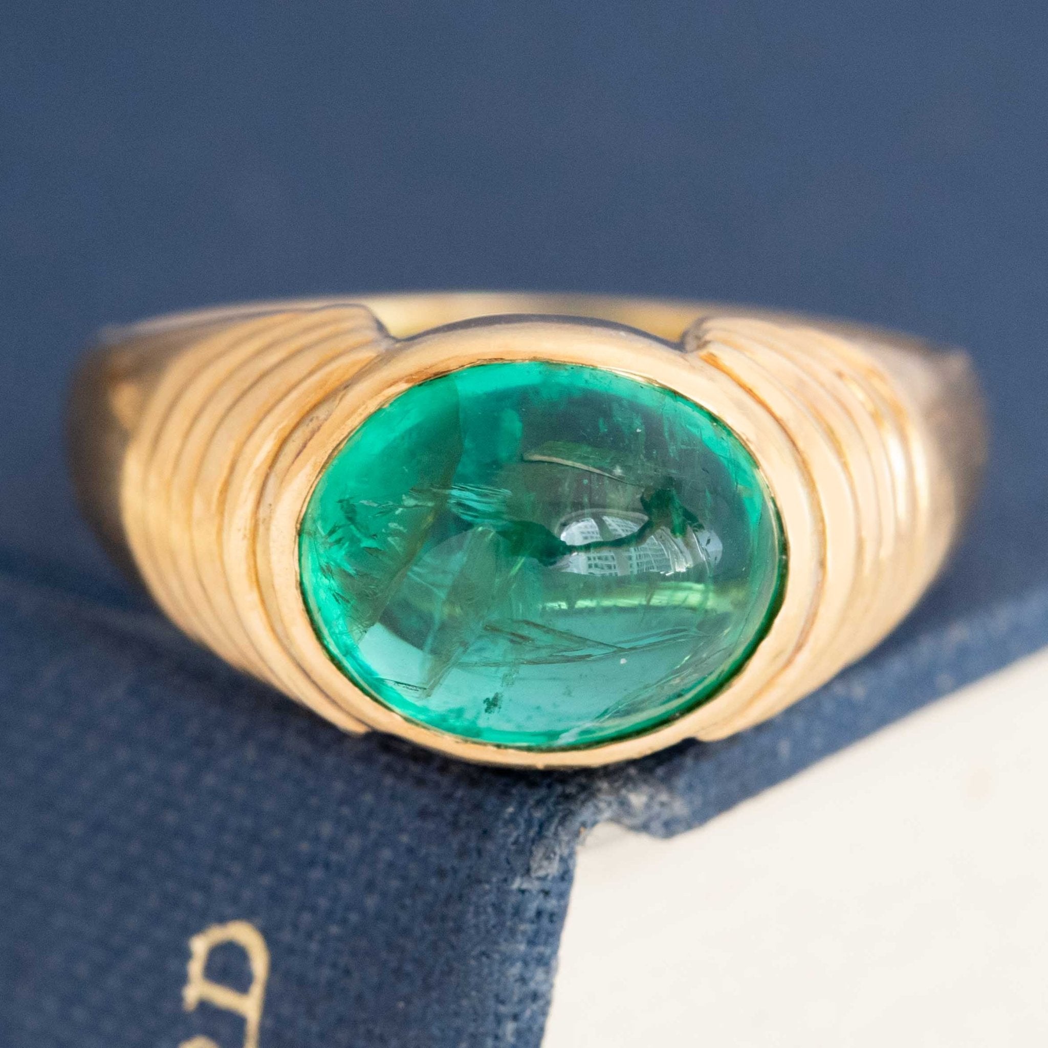 Vintage Emerald Cabochon Ring, GIA
