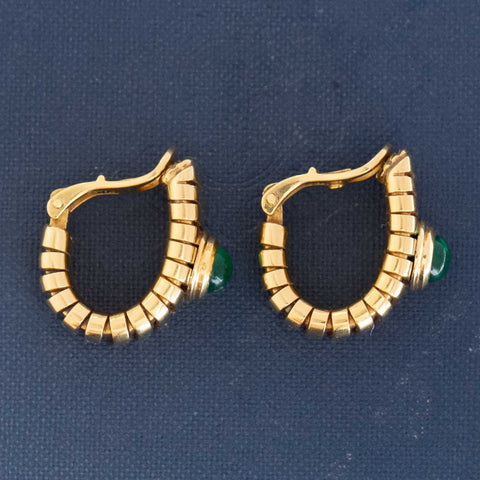 Vintage Emerald Tubogas Clip-On Earrings, by Bvlgari c. 1970s