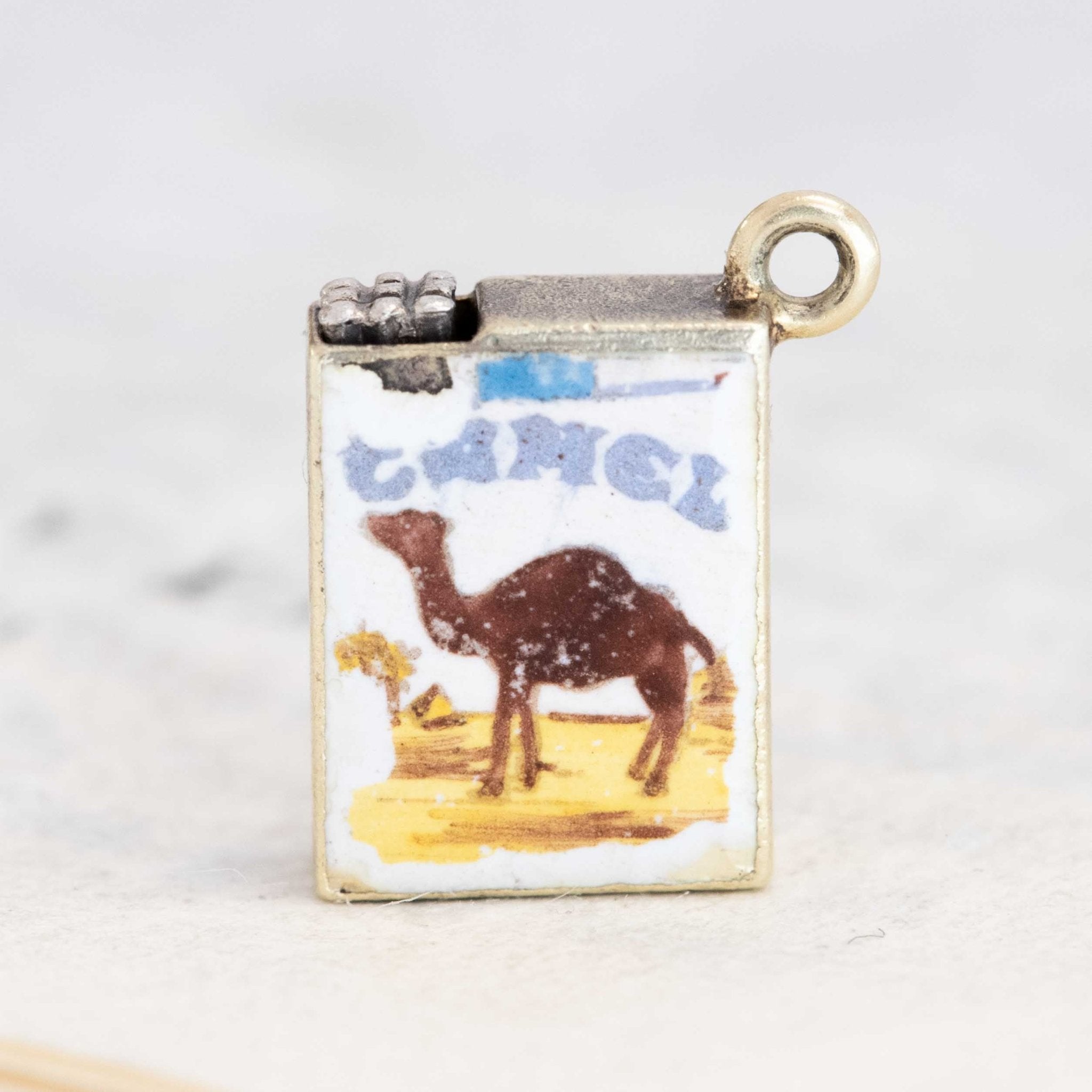 Vintage Enamel Camel Cigarette Box Charm