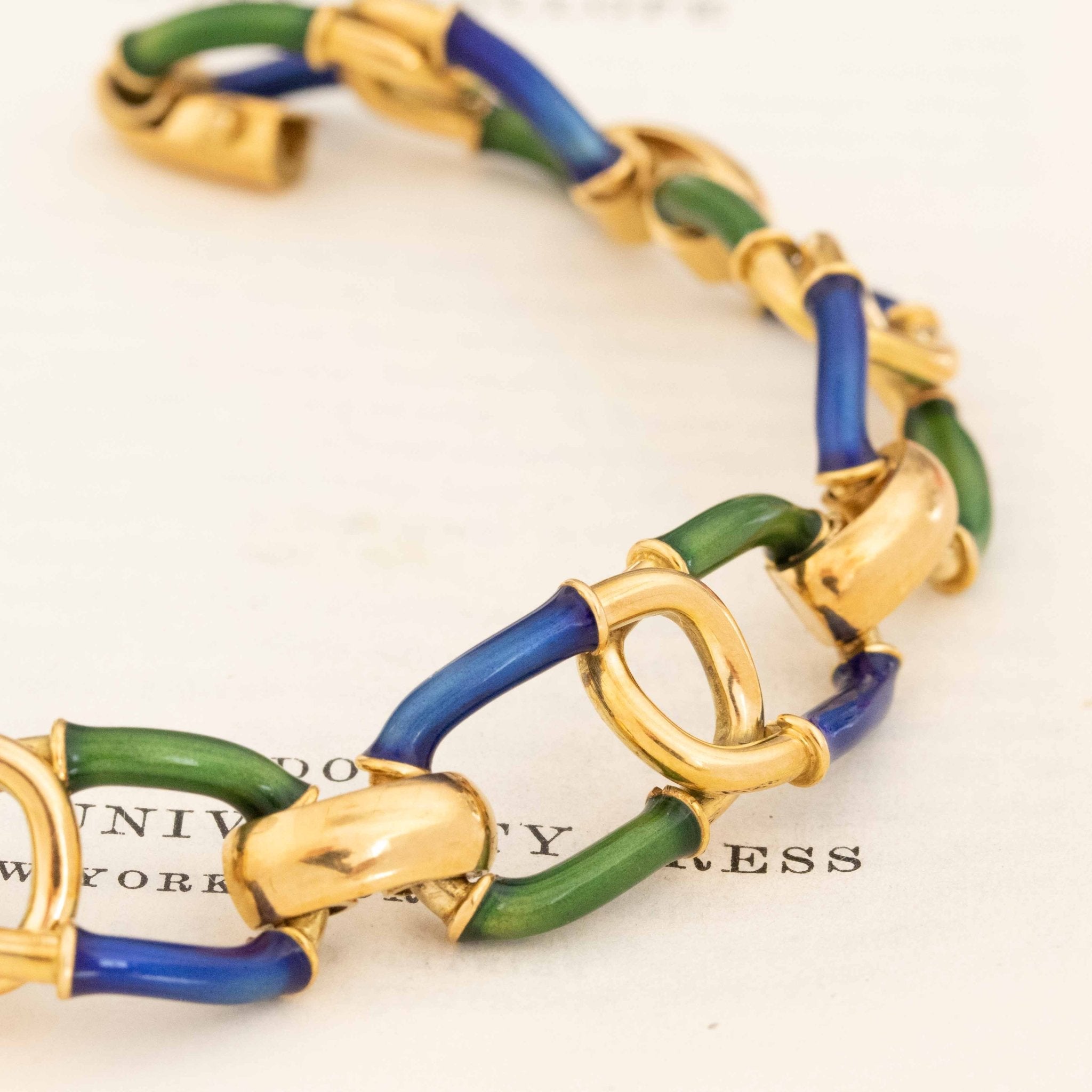 Vintage Enamel Chain Link Bracelet