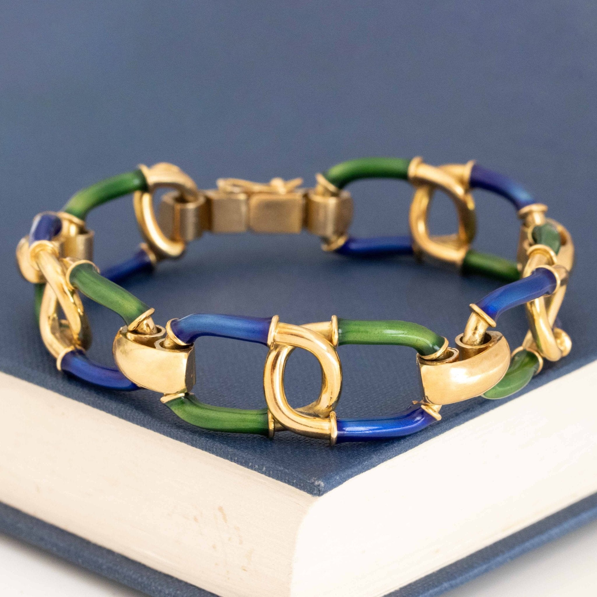 Vintage Enamel Chain Link Bracelet