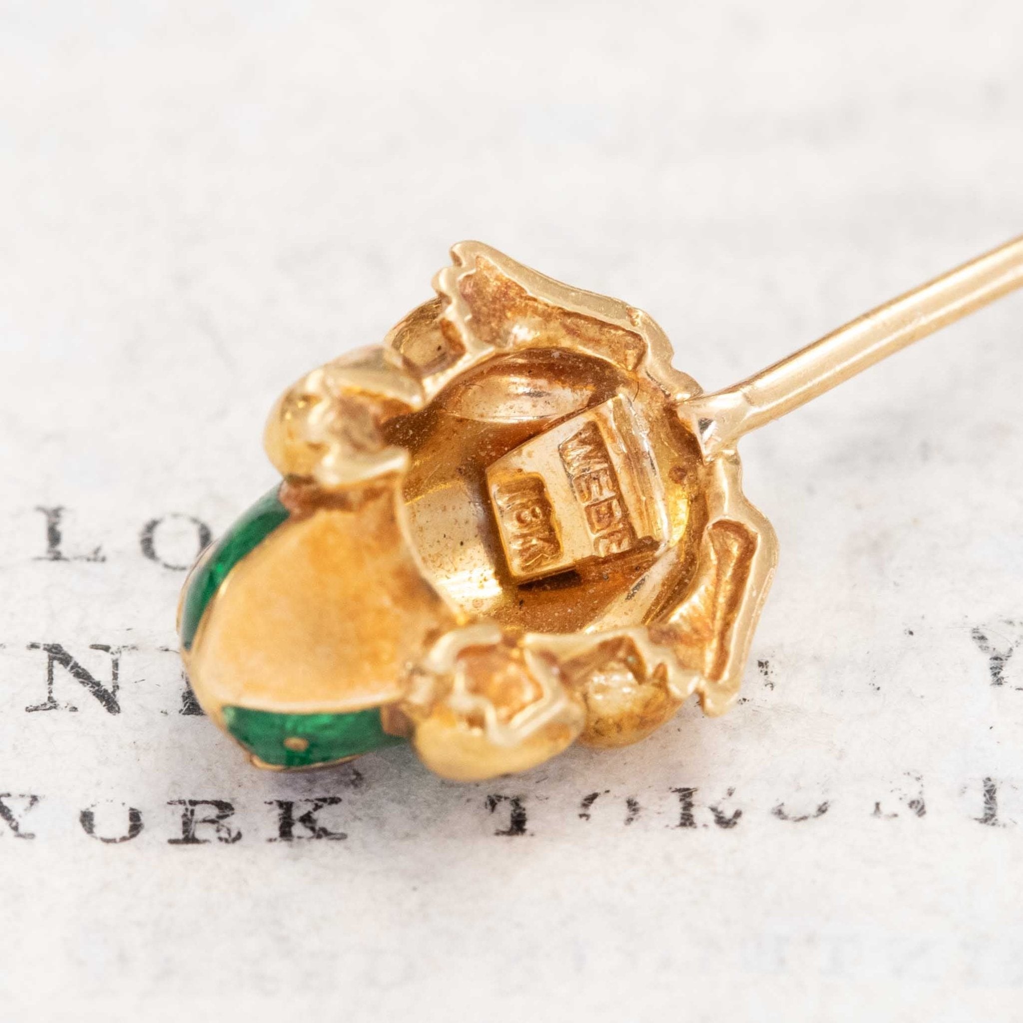 Vintage David Webb enamel frog pin in 18K yellow gold with ruby eyes, signed Webb 18K, from his iconic animal collection.