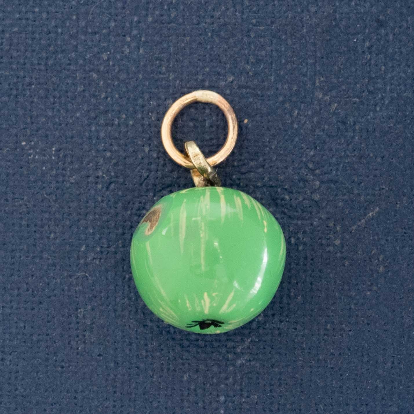 Vintage Enamel Green Apple Charm