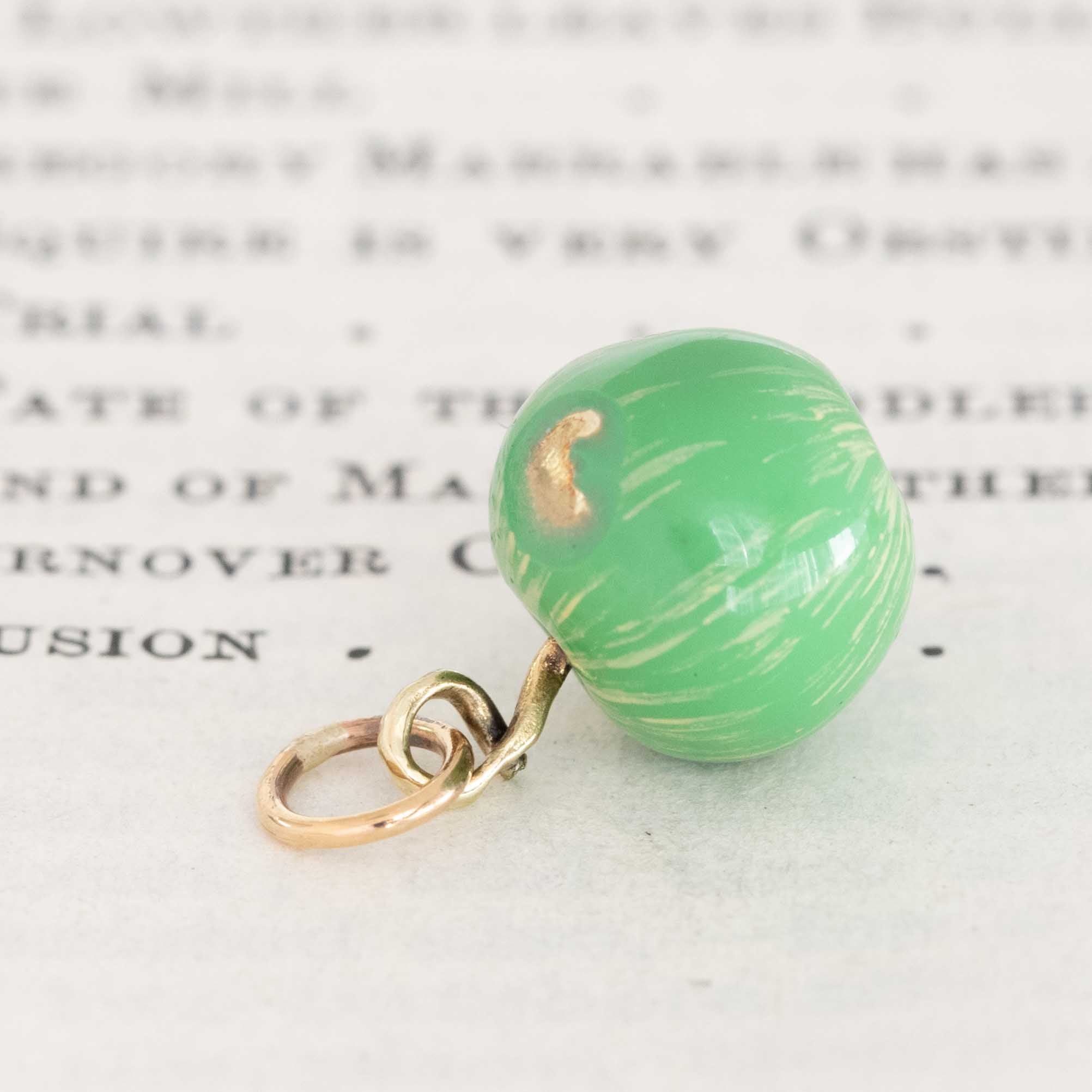 Vintage Enamel Green Apple Charm