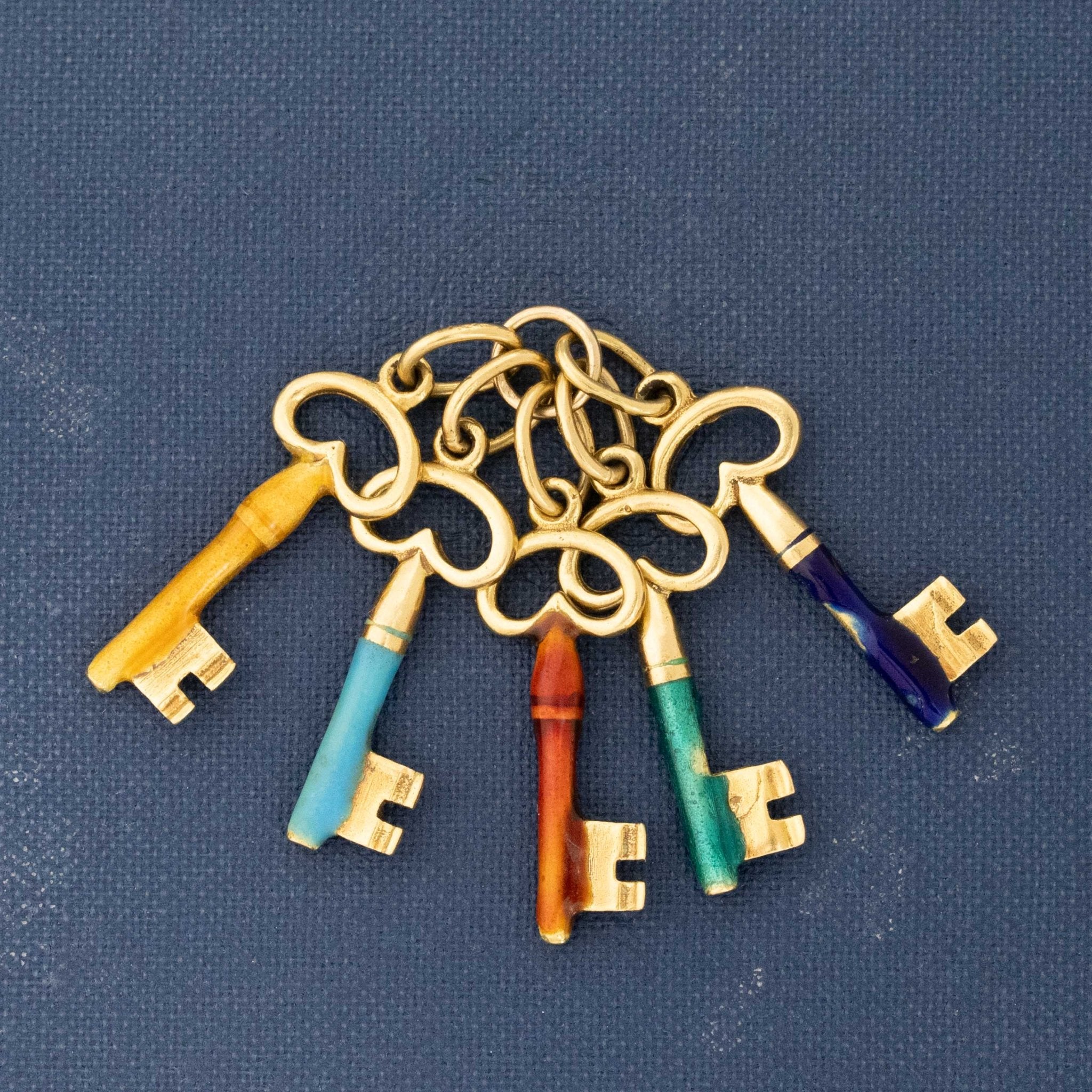 Vintage Enamel Key Ring Charm