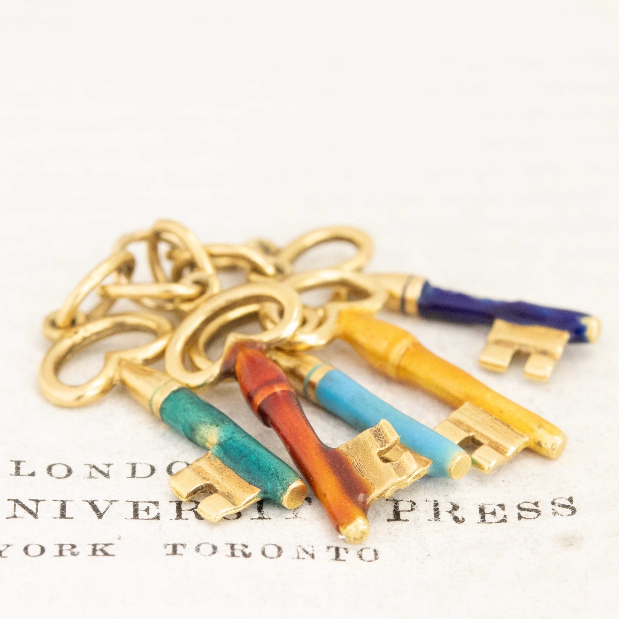 Vintage Enamel Key Ring Charm